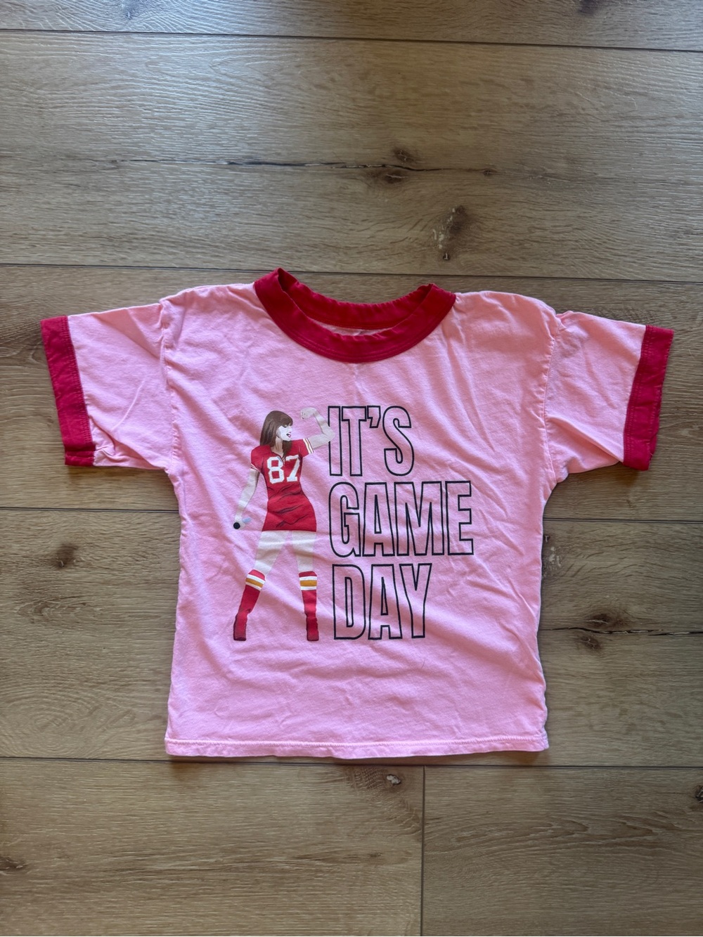 Kids Taylor Swift 'It's Game Day' Graphic Tee with Red Trim